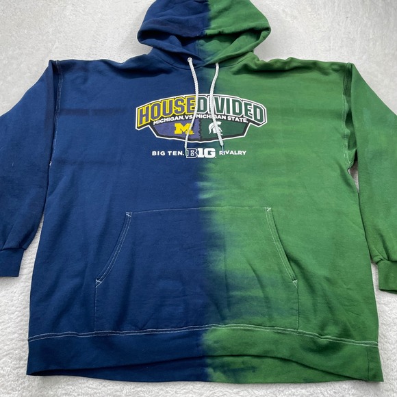 Michigan vs Michigan State Hoodie Hanes House Divided Mens 2XL - Picture 1 of 9